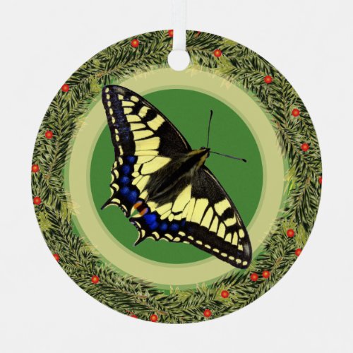 XMas Papilio machaon Swallowtail Butterfly Metal Ornament