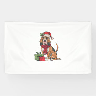 Xmas Party Decoration Santa Bloodhound Dog Christm Banner