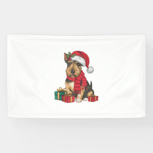 Xmas Party Decoration Santa Irish Terrier Dog Chri Banner