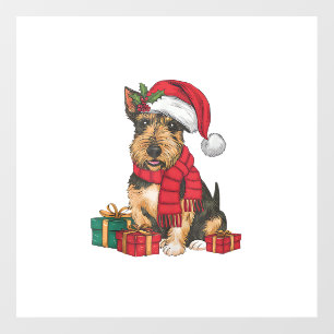 Xmas Party Decoration Santa Irish Terrier Dog Chri Wall Decal