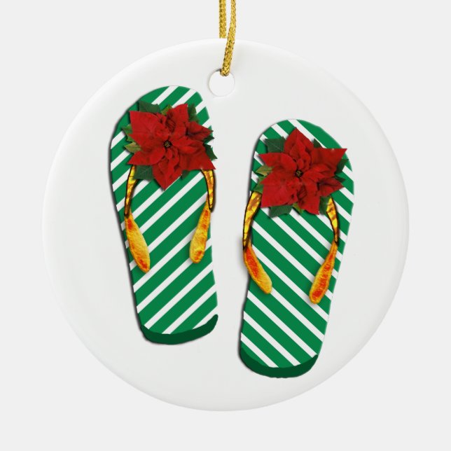 Xmas Party Flip Flops Ceramic Ornament (Front)
