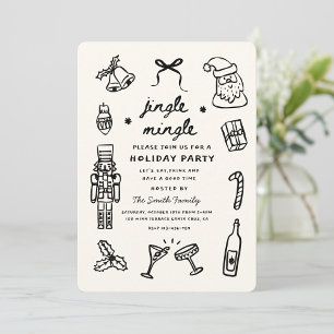 Xmas Party Holiday Hand Drawn Funky Handwritting Invitation