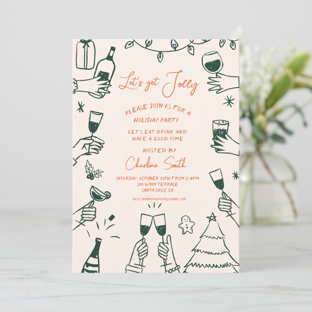 Xmas Party HolidayHand Drawn Funky Handwritting Invitation (Creator Uploaded)