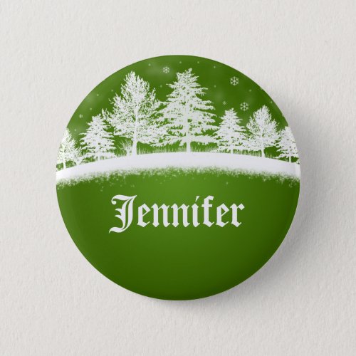 Xmas Party Name Tags Green Pinback Button