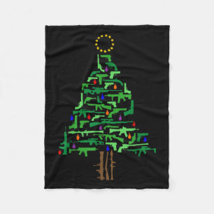 Xmas Patriotic 2nd Amendment Gun Christmas Tree Fleece Blanket