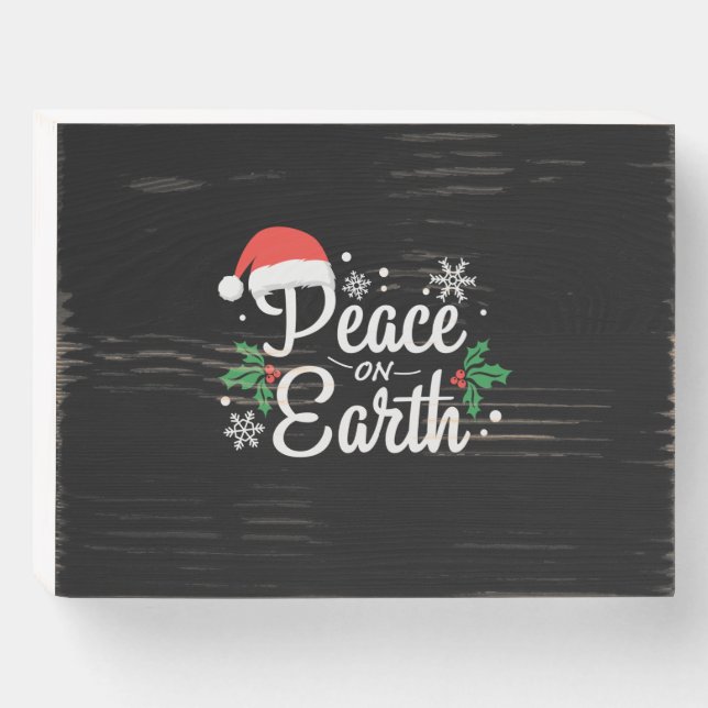 Xmas Peace On Earth Wooden Box Sign (Front Horizontal)