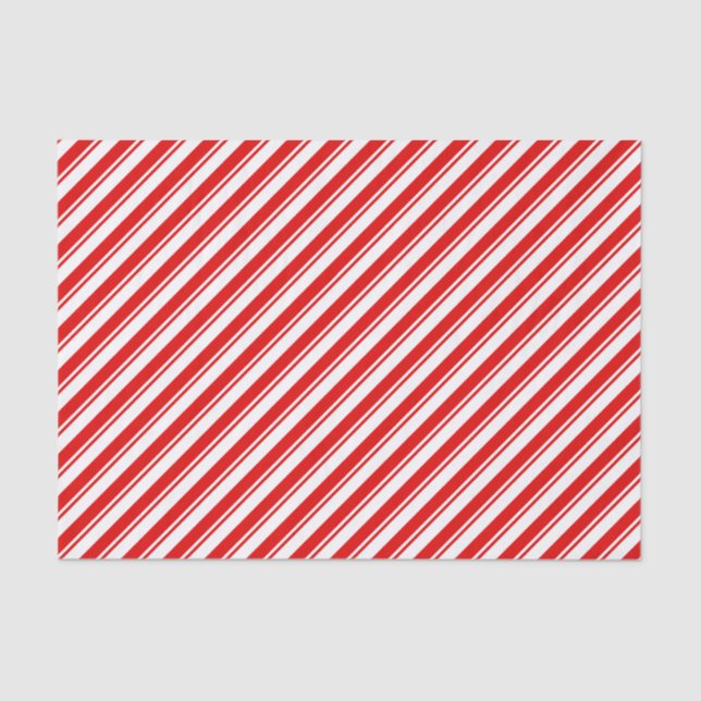 Xmas Peppermint Candy Red White Stripe Wrapping Tissue Paper (Front)