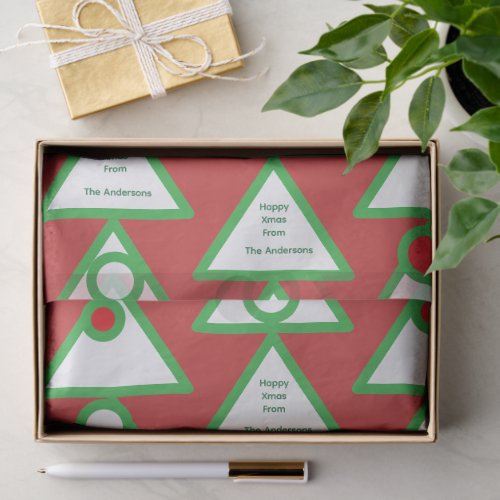 Xmas personalised triangular pattern gift wrap tissue paper