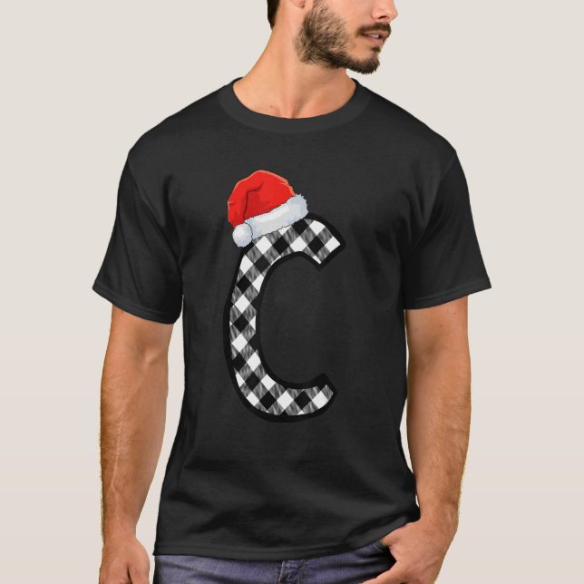 Xmas Plaid Capital Letter C Santa Monogram Christm T-Shirt (Front)