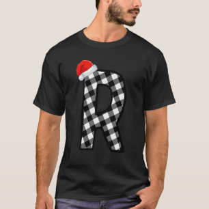 Xmas Plaid Capital Letter R Santa Monogram Christm T-Shirt
