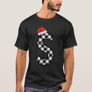 Xmas Plaid Capital Letter S Santa Monogram Christm T-Shirt
