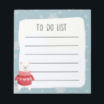 Xmas Polar Bear Blue White Snowflake To Do List Notepad<br><div class="desc">Winter Blue White Snowflake Polar Bear To-Do List Notepad</div>