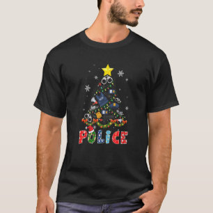 Xmas Police Christmas Tree Pajamas Women Men Kids T-Shirt