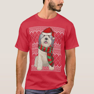 Xmas Polish Lowland Sheepdog Santa Claus Hat Ugly T-Shirt
