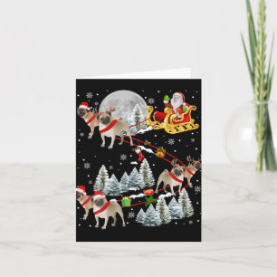 Xmas Pug Sledge Christmas Sledge Santa Dog  Card