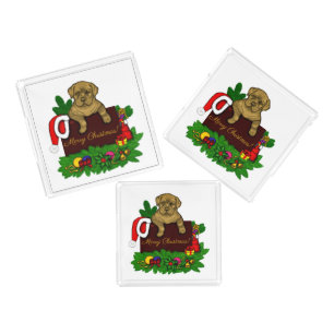 XMas Puppy Acrylic Tray