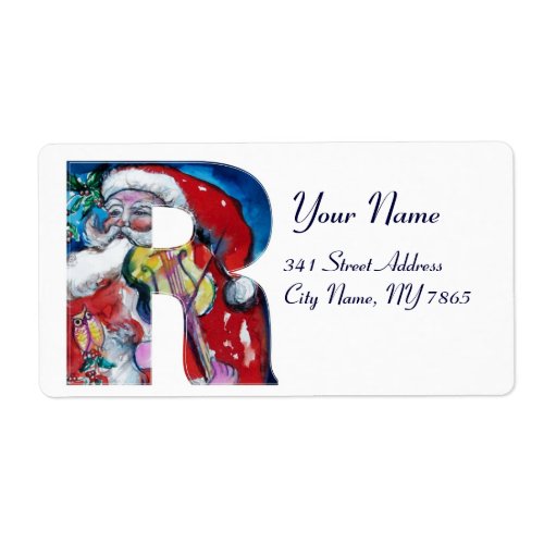 XMAS R LETTER SANTA  CLAUS WITH VIOLIN MONOGRAM LABEL