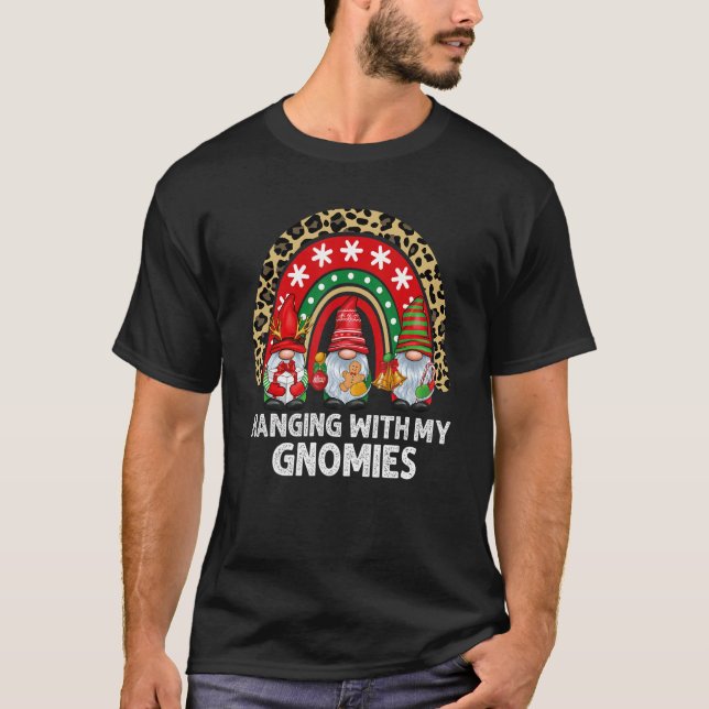 Xmas Rainbow Hanging With My Gnomies  Gnome Christ T-Shirt (Front)