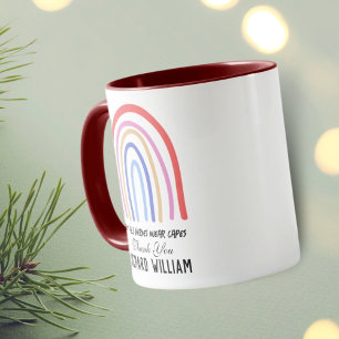 Xmas Rainbow Watercolor Teacher Thank You Maroon Mug