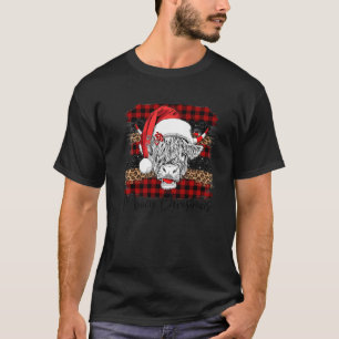 Xmas Red Buffalo Plaid Cow Santa Claus Hat Mooey C T-Shirt