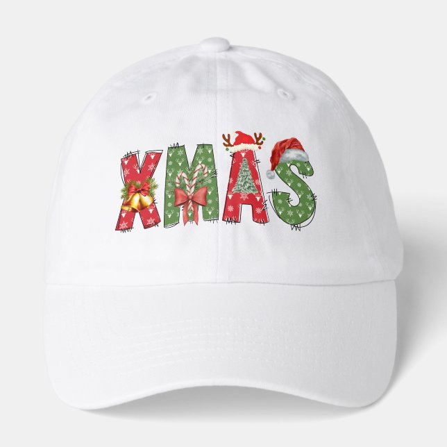 XMAS Red Green Text  Hat (Front)