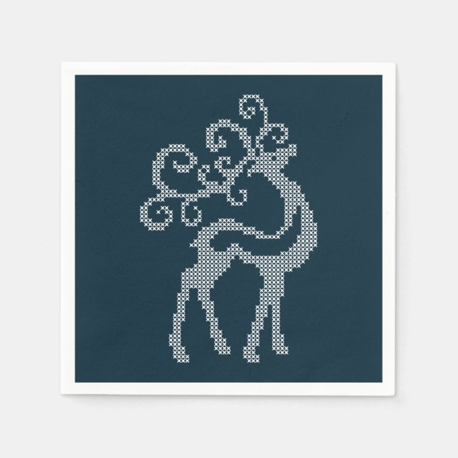 Xmas reindeer antlers new year's eve deer napkins (Front)