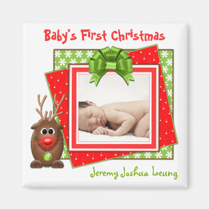 Xmas Reindeer Baby's First Christmas Magnet