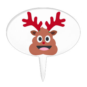 xmas reindeer poo emoji cake topper