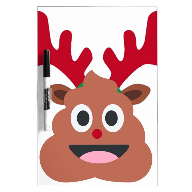 xmas reindeer poo emoji dry erase board (Front)