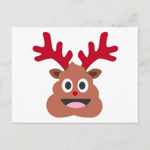 xmas reindeer poo emoji holiday postcard