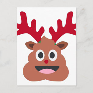xmas reindeer poo emoji holiday postcard