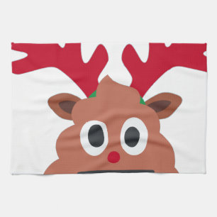 xmas reindeer poo emoji towel