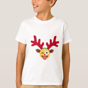 xmas reindeer wink emoji T-Shirt