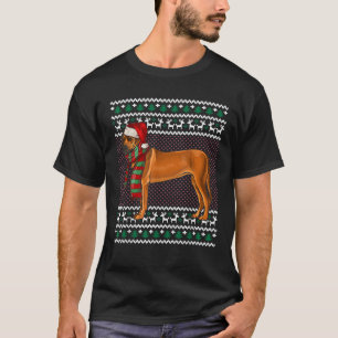 Xmas Rhodesian Ridgeback Dog Santa Hat Ugly Christ T-Shirt