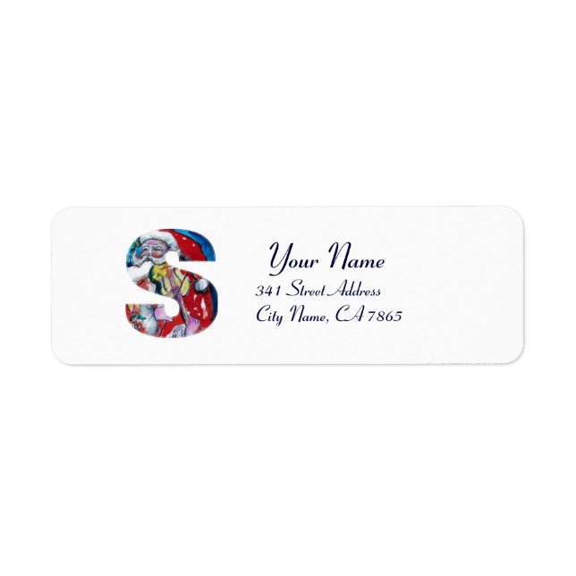 XMAS S LETTER /SANTA  CLAUS WITH VIOLIN MONOGRAM LABEL (Front)