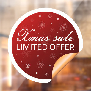 Xmas Sale Limited Offer - Red Gold Window Cling