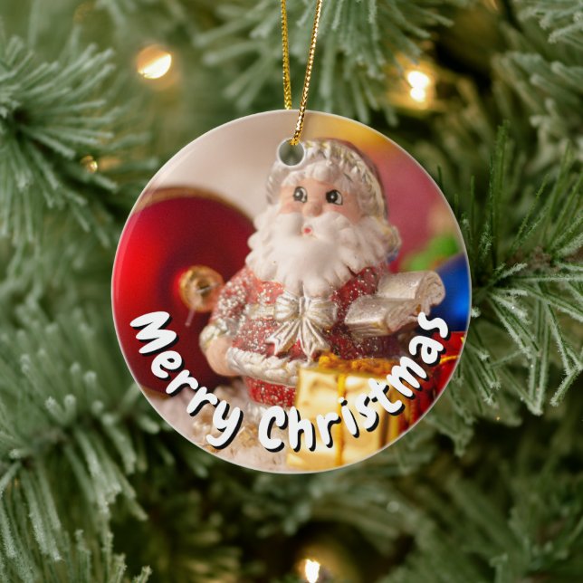 XMAS SANTA CARD CERAMIC ORNAMENT (Tree)