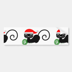 xmas santa cat bumper sticker
