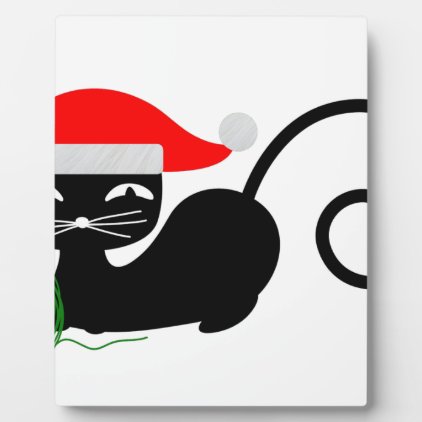 xmas santa cat plaque