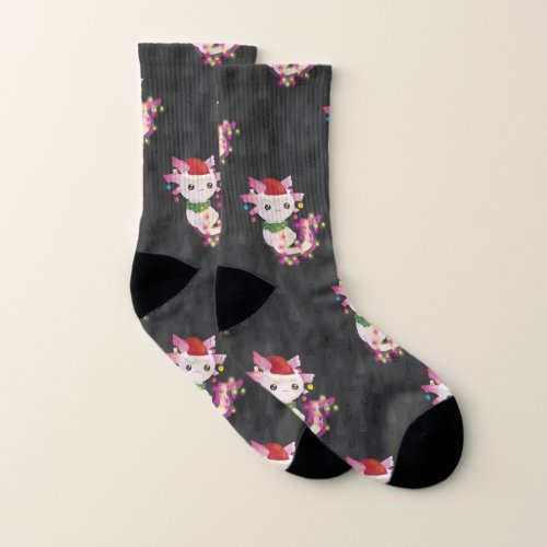 xmas santa claus axolotl socks