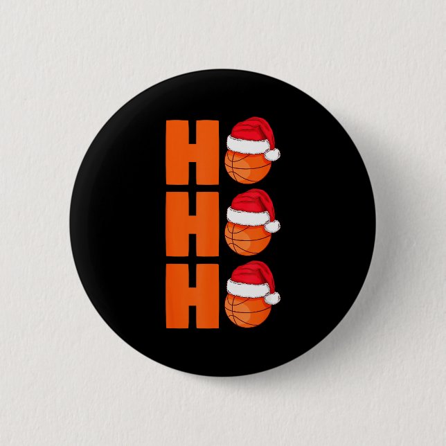 Xmas Santa Claus Basketball Christmas  Button (Front)