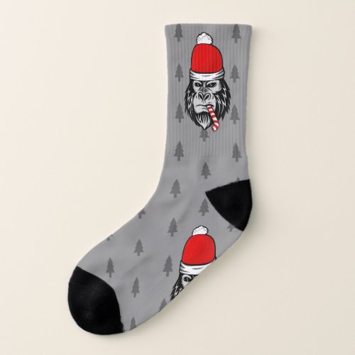 xmas santa claus gorilla socks