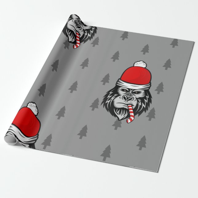 xmas santa claus gorilla wrapping paper (Unrolled)