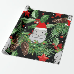 xmas santa claus guinea pig wrapping paper