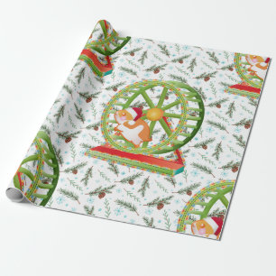 xmas santa claus hamster wrapping paper