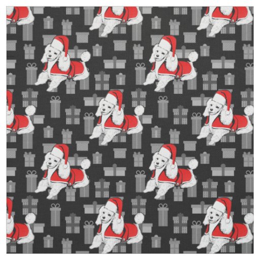 xmas santa claus poodle fabric