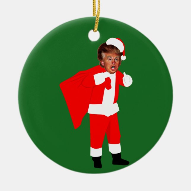 xmas santa donald trump ceramic ornament (Front)