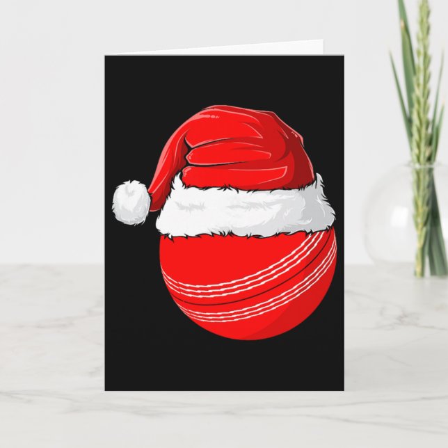 Xmas Santa Hat Christmas Cricket  Card (Front)