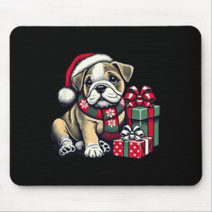 Xmas Santa Hat English Bulldog 1 Mouse Pad