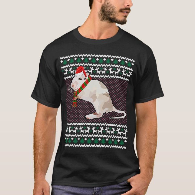 Xmas Santa Hat Gerbil Ugly Christmas T-Shirt (Front)